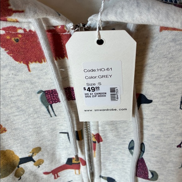 SM Wardrobe Dog Print Zip-Up Sz. S Hoodie NWT‎ - Picture 4 of 14